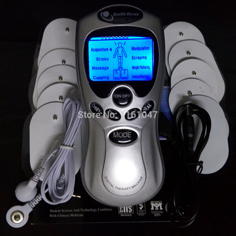 Electric Full Body Digital Acupuncture Massager Therapy Machine +10 Pads For Back Neck Foot Amy Leg
